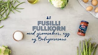 Fusilli Fullkorn med grønnsaker egg og Bolognesesaus [upl. by Irina]