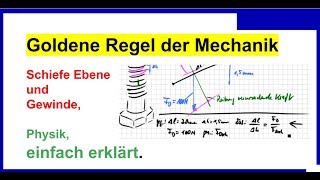 Schiefe Ebene und Gewinde Goldene Regel der Mechanik 32 Physik [upl. by Ahsiner]