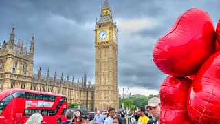 Crossing London’s Westminster Bridge to Big Ben Famous Landmark  4K HDR [upl. by Ecinnej]