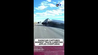 Shocking Semitruck overturns on highway [upl. by Lodovico628]