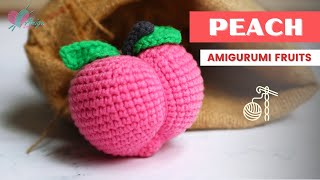 007  How to crochet an amigurumi Peach  Crochet amigurumi Fruits  Free Pattern  AmiguWorld [upl. by Enrak]