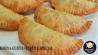 Mawa Gujiya Recipe  Karanji Recipe  How to make Gujiya  MadhurasRecipe  Ep 659 [upl. by Dnalyaw]