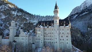 Neuschwanstein Castle in December of 2018  Aerial Video Tour [upl. by Angelina693]