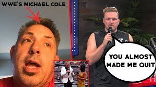 Pat McAfee amp Michael Cole Talks Wrestlemania Shorts Incident [upl. by Tansy]