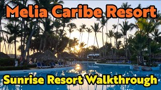 Melia Caribe Beach Resort  Full Sunrise Walkthrough  Punta Cana [upl. by Euqirat]