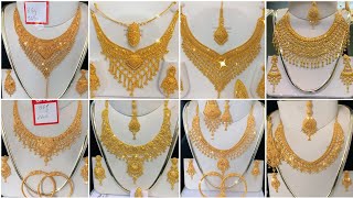 22k Gold Bridal Necklace Set design 2024  Luxury Gold Jewelry  Royal Gold Long Necklace Set [upl. by Nosduj]