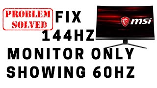 Fix 144hz Monitor Only Showing 60hz [upl. by Evangelin]