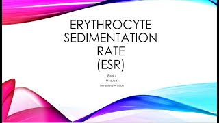 Erythrocyte Sedimentation Rate [upl. by Westhead358]