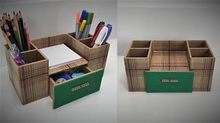 How to make Desktop Organizer by Cardboard  Pen Holder Organizer Craft by InspireArtLinkings [upl. by Errol58]