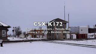 CSX Train K172  January 7 2018  Deshler Ohio [upl. by Brett]