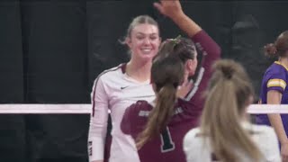 Indianola falls to Dowling at State Volleyball Tourney [upl. by Ataner266]