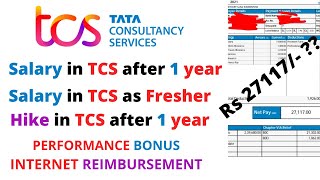 Salary in TCS As Fresher  Salary in TCS After 1 year  Performance Bonus Hike Internet Charges [upl. by Nelle]