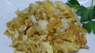 Bacalao Dorado con Patatas Paja 🐟🧅🥔🥚 [upl. by Publias]