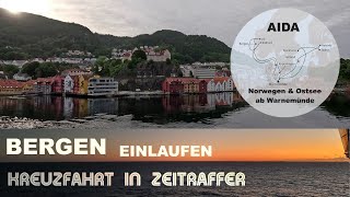 Bergen  Norwegen  Einfahrt und Einlaufen  Anlegen  AIDA Kreuzfahrt in Zeitraffer [upl. by Valene804]