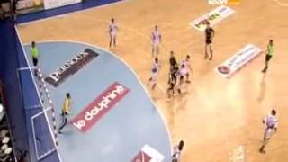 Handball goalkeeper scores goal by foot [upl. by Ijan]