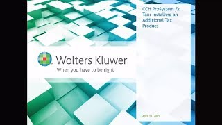 CCH ProSystem fx Tax  Installing an Additional Tax Product [upl. by Faun]