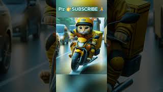 Courier Cat Slips on the Road While Delivering 🐱📦  ai cat roadaccdient humanity shorts [upl. by Jolynn957]