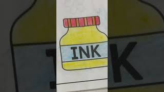 How to draw ink pot drawing colouring and painting art easydrawing ytshorts youtubeshorts [upl. by Nomead]