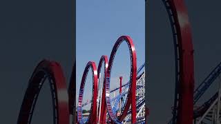 Brave the Vertical Loops  AllAmerican Triple Loop at Indiana Beach [upl. by Reffotsirhc]