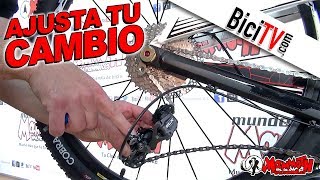 Cómo ajustar un cambio trasero de bicicleta [upl. by Ahteral]