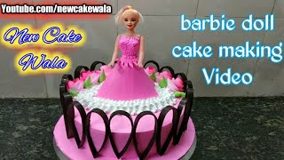 Birthday Barbie doll Cake Tutorial Doll Cake Design [upl. by Eanad]