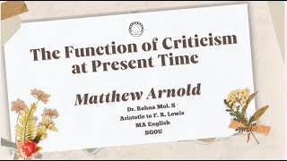 The Function of Criticism at present Time Matthew Arnold [upl. by Helge640]