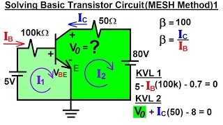 Electrical Engineering Ch 3 Circuit Analysis 34 of 37 Solving Basic Transistor Circuit MESH 1 [upl. by Drofliw]