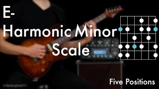 E Harmonic Minor Scale  Five Positions [upl. by Heida]