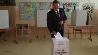 Slovak presidential candidate Maros Sefcovic votes in Bratislava [upl. by Llerrom]