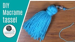 Macrame tassel tutorial 3 color  great to add to crochet shawls scarves and bags [upl. by Elleinnad]