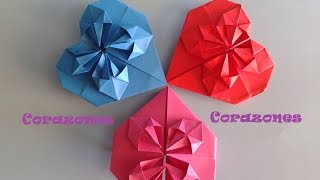 Origami  Papiroflexia Corazón para decorar o regalar San Valentín o Día de la Madre [upl. by Doone]