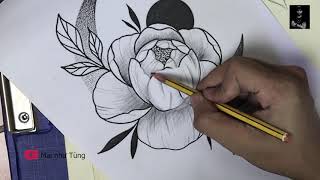 Hướng dẫn cách vẽ hoa mẫu đơn dễ dàng  draw peony tutorial [upl. by Kubetz]