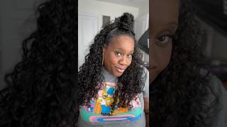 HALF WIG HALF UP HALF DOWN QUICK AND EASY STYLE halfuphalfdown quick halfwig protectivestyle [upl. by Malachy195]