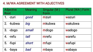 Learn Swahili Grammar How MWA Nouns agree with Demonstratives amp Adjectives [upl. by Sirovaj884]