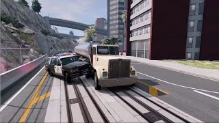 Police chase 1 Police van chasing a rogue truck beamngdrive [upl. by Grinnell515]