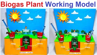 biogas plant working model3d for school project  science exhibition  diy  howtofunda [upl. by Airbmat]