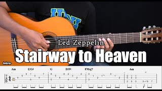 Stairway to Heaven  Led Zeppelin  Fingerstyle Guitar Tutorial  TAB amp Lyrics [upl. by Euqnomod953]