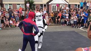 The Best Spiderman amp StormTrooper dance off Ever Boogie Storm [upl. by Nomsed]