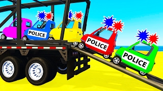 SMALL POLICE CARS Transportation in Spiderman Cartoon for Kids amp Colors for Toddlers Nursery Rhymes [upl. by Pallua909]