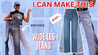 Your Old Jeans are Worth 700  Easy DIY Wide Leg Jeans [upl. by Phi]