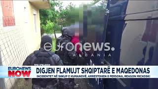 Digjen flamujt shqiptarë e maqedonas [upl. by Noyerb]