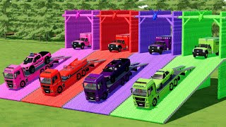 TRANSPORTING PIXAR CARS amp FRUITS WITH COLORED amp JOHN DEERE vs CLAAS vs TRACTORS  BeamNGdrive 983​ [upl. by Agrippina]