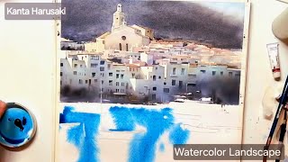 Watercolor Landscape Painting Tutorial Artist Kanta Harusaki  Time Lapse [upl. by Rothwell]