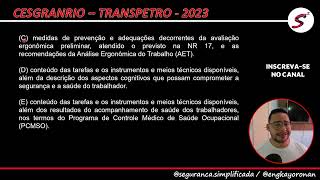 Questão da NR 17  Cesgranrio  Transpetro 2023 [upl. by Arik]