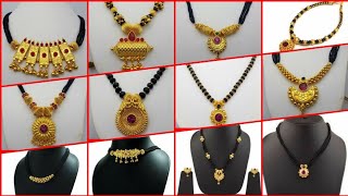 Latest Kolhapuri Mangalsutra Designs  Traditional Gold Mangalsutra With Black Beads [upl. by Refeinnej109]