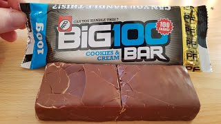 PF Big100 Cookies amp Cream Protein Bar [upl. by Aidnac]