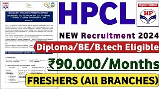 HPCL New Vacancy 2024  HPCL Recruitment 2024  Permanent Govt jobs  Technical Government Job Study [upl. by Binnie]