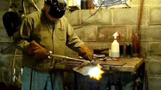 Acetylene oxygen Welding and cutting well Demonstrating Harris 432 torch [upl. by Ojela]