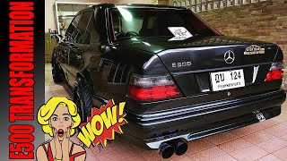 W124 E500 TRANSFORMATION amg body kit brabus v8 mercedes w124 c124 w140 w126 w201 w123 r129 r170 [upl. by Noruq]