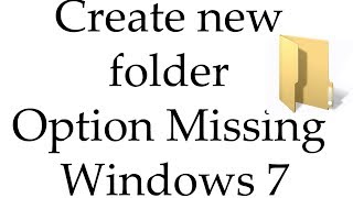 Fix New Folder Is Missiing From Right Click Menu Windows 7 amp Vista [upl. by Gesner]